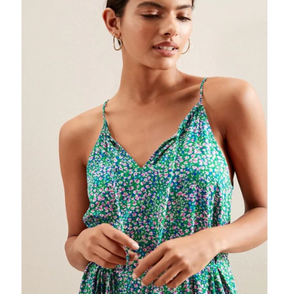 NWT BRF Halter Maxi Dress S Green Floral F495